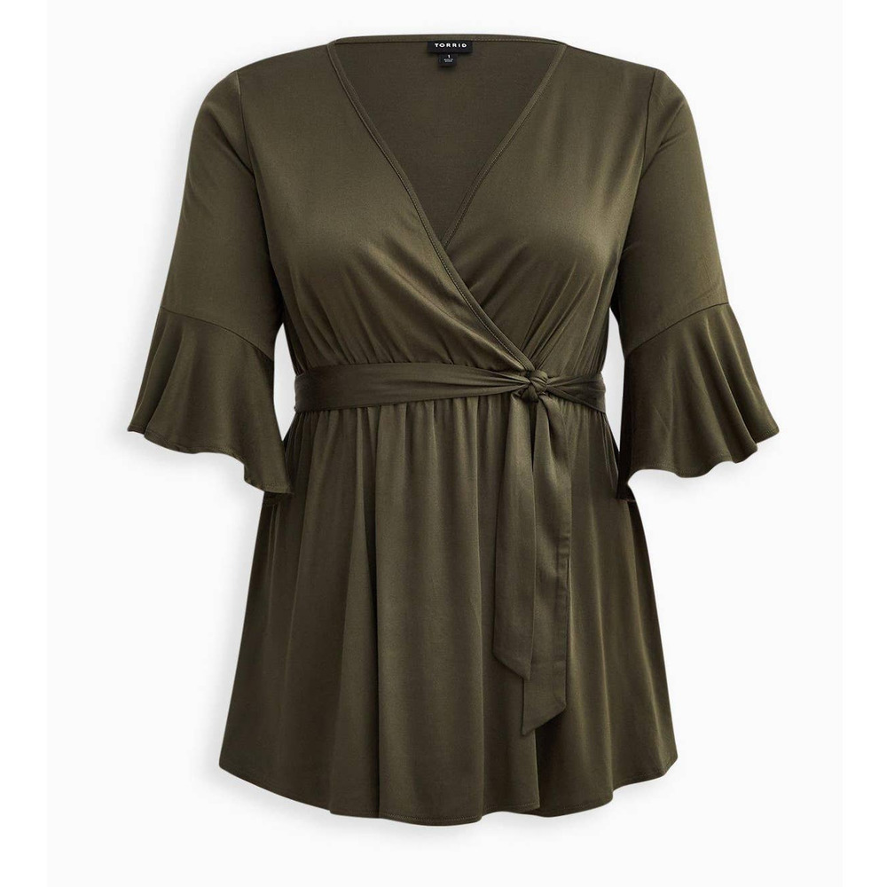 Torrid Babydoll Challis Surplice Tie-Front Top
